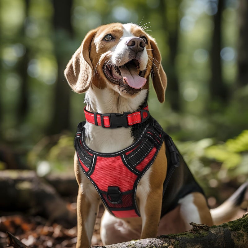 Joytale Reflective Dog Collar,Soft Neoprene Padded Breathable Nylon Pet Collar Adjustable for Large Dogs,Red,L - Image 2